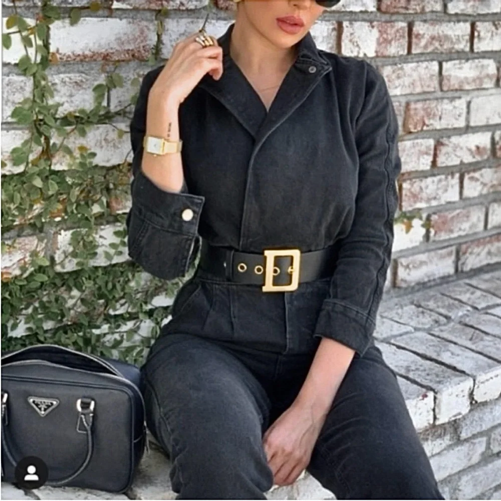 Zara never worn off black/gray jean denim jumpsuit